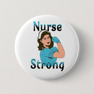 Nurse Strong Vintage Retro Vibes Button