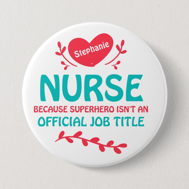 Nurse Superhero Standard, 2¼ Inch Round Button (Front)