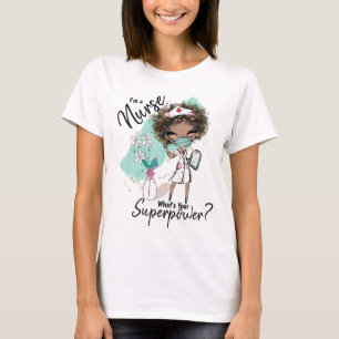 Nurse superpower African American nurses mask art T-Shirt