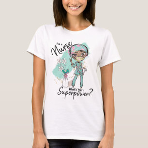 Nurse superpower African American scrubs mask art T-Shirt