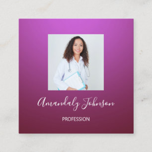 Nurse Surgery Healthcare Custom Photo Purple Square Business Card