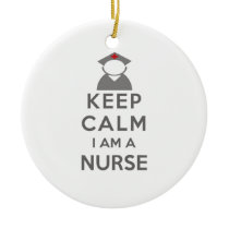 Nurse Symbol Keep Calm I am a Nurse Ceramic Ornament