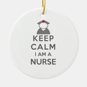 Nurse Symbol Keep Calm I am a Nurse Ceramic Ornament
