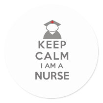 Nurse Symbol Keep Calm I am a Nurse Classic Round Sticker