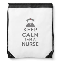 Nurse Symbol Keep Calm I am a Nurse Drawstring Bag