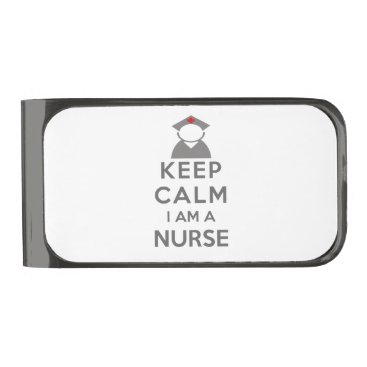 Nurse Symbol Keep Calm I am a Nurse Gunmetal Finish Money Clip