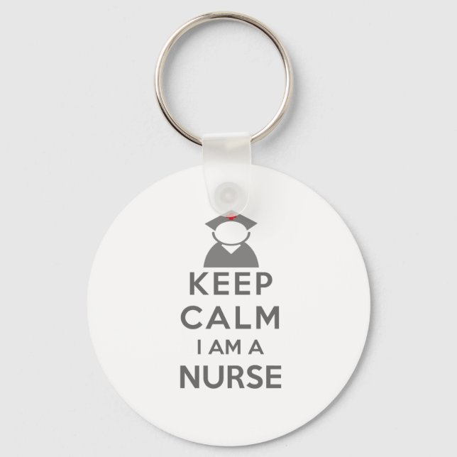 Nurse Symbol Keep Calm I am a Nurse Keychain (Front)