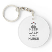 Nurse Symbol Keep Calm I am a Nurse Keychain
