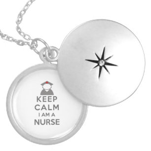 Nurse Symbol Keep Calm I am a Nurse Locket Necklace