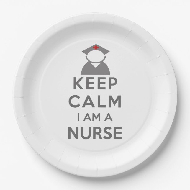 Nurse Symbol Keep Calm I am a Nurse Paper Plates (Front)