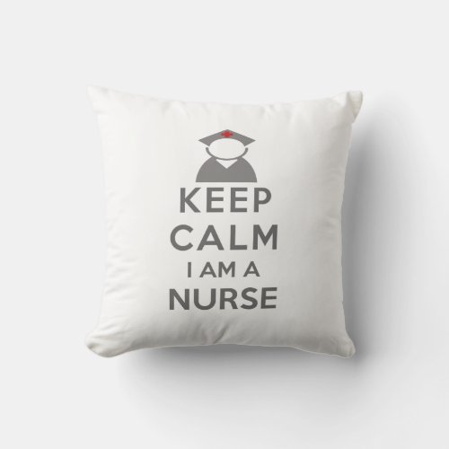 Nurse Symbol Keep Calm I am a Nurse Throw Pillow