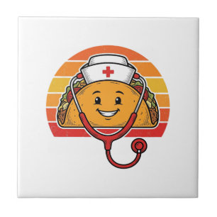 Nurse Taco Retro Vintage Engraving Design_1 Ceramic Tile