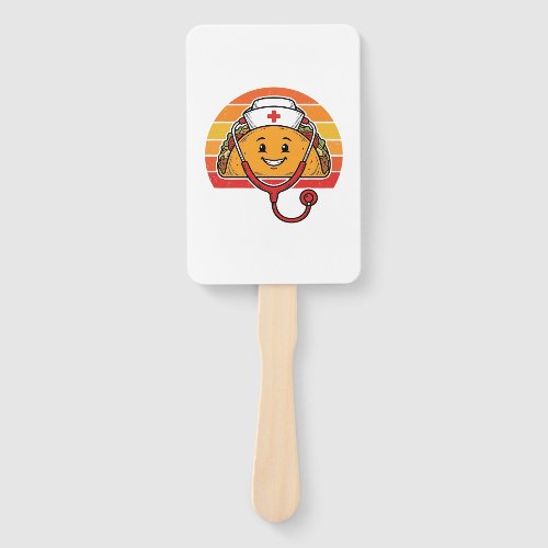 Nurse Taco Retro Vintage Engraving Design_1 Hand Fan