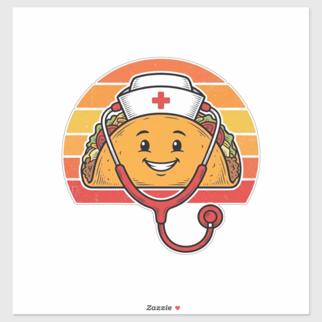 Nurse Taco Retro Vintage Engraving Design_1 Sticker (Sheet)