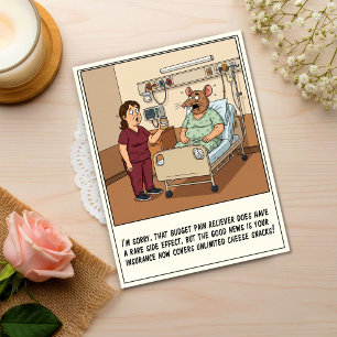 Nurse Talking To Patient With Rat Head Get Well Postcard
