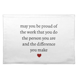Nurse teacher mother appreciation  pround Thank   Cloth Placemat