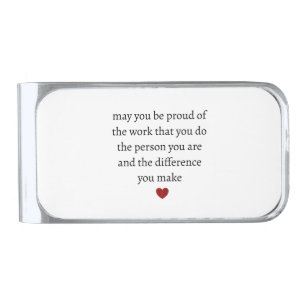 Nurse teacher mother appreciation pround Thank Silver Finish Money Clip