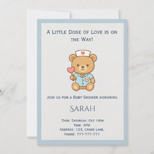 Nurse Teddy Bear Baby Shower Invite