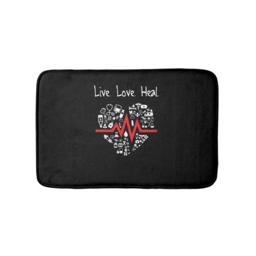 Nurse tee heartbeat _ live love heal  Scoop  Bath Mat