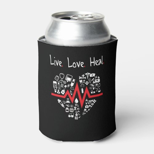 Nurse tee heartbeat _ live love heal  Scoop Can Cooler