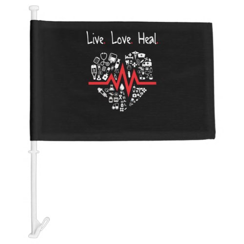 Nurse tee heartbeat _ live love heal  Scoop Car Flag