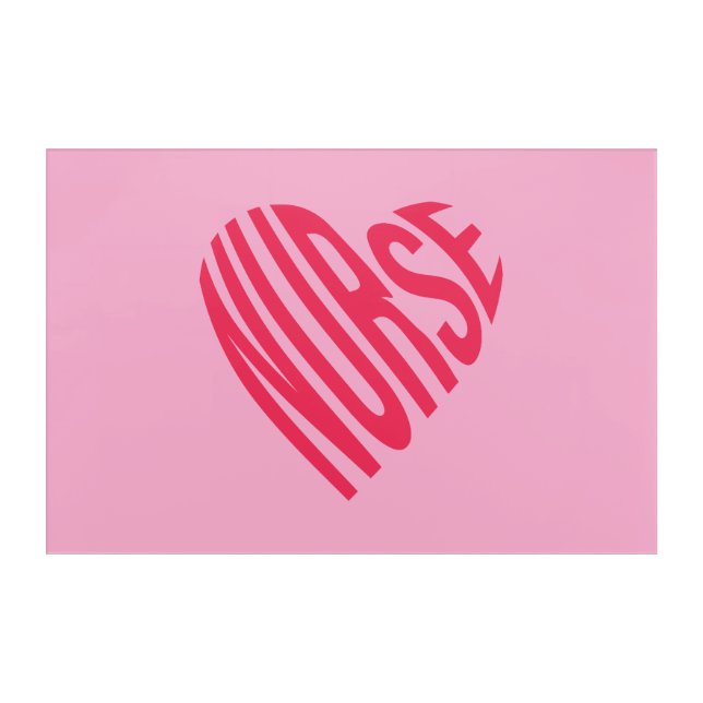 Nurse text in a heart shape acrylic print (Front)