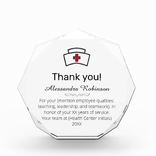 Nurse Thank you appreciation gift Acrylic Award