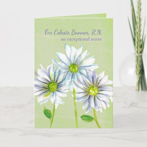 Nurse Thank You Daisy Flowers Personalized Card