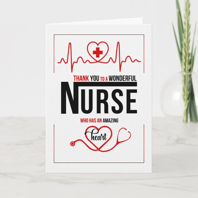 Nurse Thank You in Red White and Black  (Front)