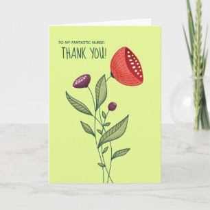 Nurse Thank You Spring Flowers Botanical Art Card