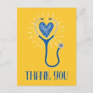 Nurse Thank You Stethoscope Blue Yellow Thanks Postcard