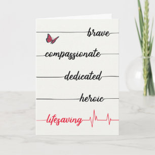 Nurse Thanks - Brave, Compassionate, Lifesaving Letterpress Thank You Card