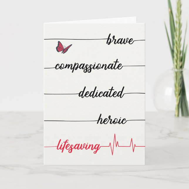 Nurse Thanks - Brave, Compassionate, Lifesaving Thank You Card (Front)