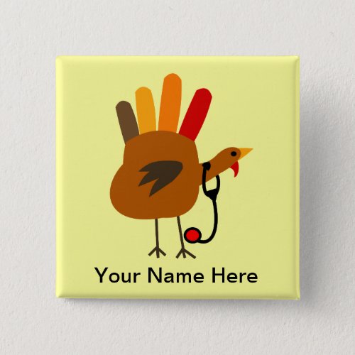 Nurse Thanksgiving Name Badge Hand Turkey Pinback Button
