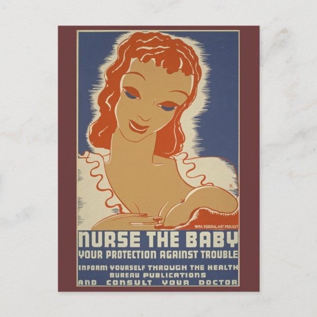 Nurse the Baby WPA Poster Postcard (Front)