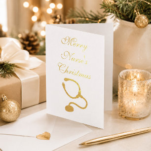 Nurse theme stethoscope Christmas Foil Card