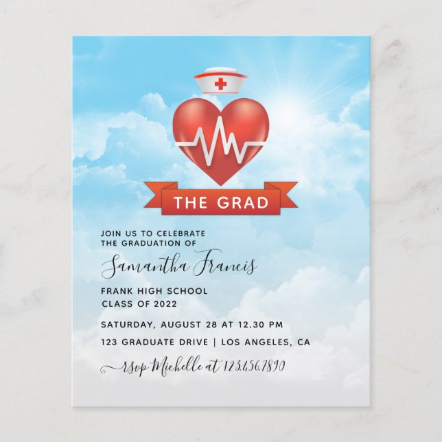 Nurse themed Graduation Party Photo Invitation Flyer (Front)