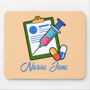 Nurse Tickler Syringe Medicine Personalized Name Mouse Pad