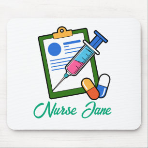 Nurse Tickler Syringe Medicine Personalized Name Mouse Pad