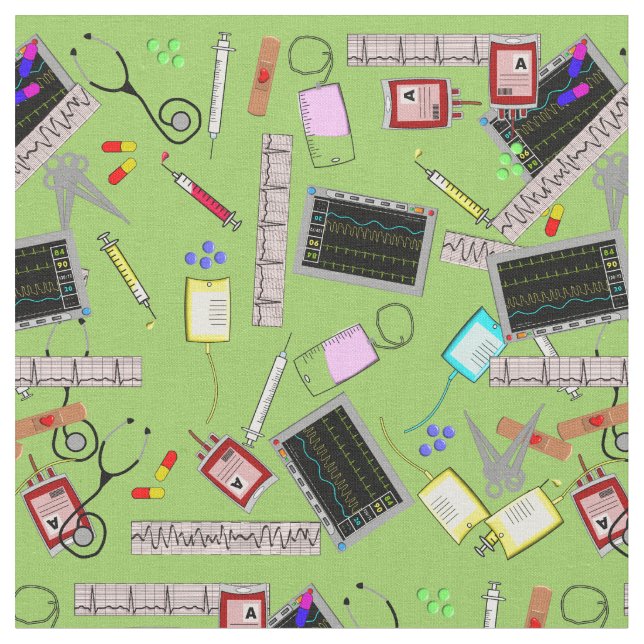 Nurse Tools Fabric Bright Lime (Close Up)