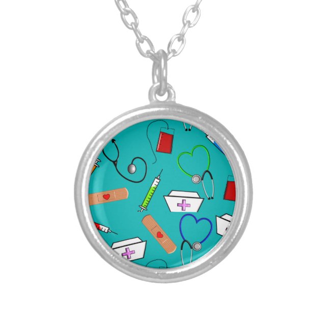 Nurse Tools Silver Plated Necklace (Front)
