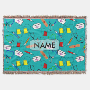 Nurse Tools Woven Blanket Blue Custimizable