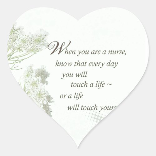 Nurse Touch a Life With Wild Flowers Heart Sticker