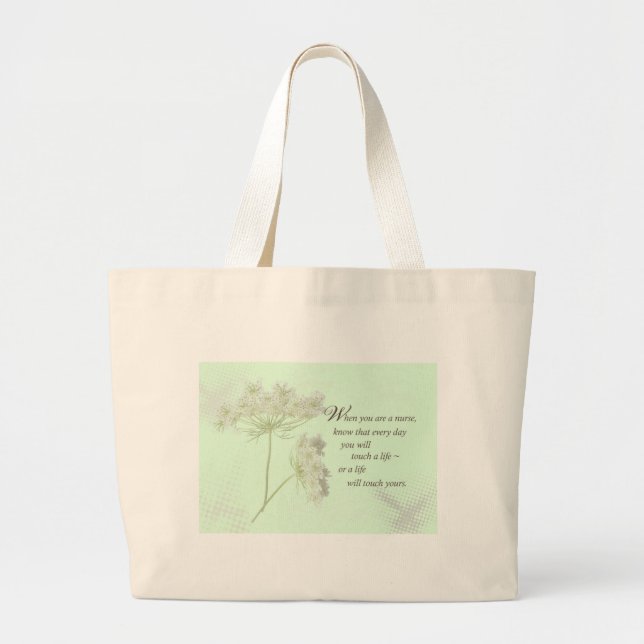 Nurse Touch a Life With Wild Flowers Large Tote Bag (Front)