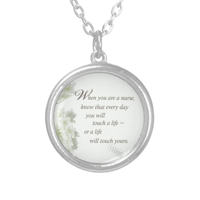 Nurse Touch a Life With Wild Flowers Silver Plated Necklace (Front)