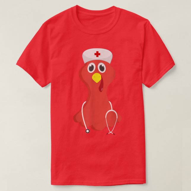 Nurse Turkey Face  Funny Thanksgiving Fall Joke Hu T-Shirt (Design Front)