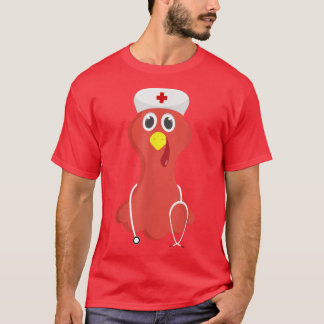 Nurse Turkey Face Funny Thanksgiving Fall Joke Hu T-Shirt