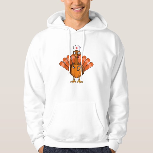 Nurse Turkey Funny Thanksgiving Feast Day For Men  Hoodie (Front)