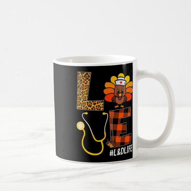 Nurse Turkey Thanksgiving Day Love Nurse Life Fall Coffee Mug (Right)