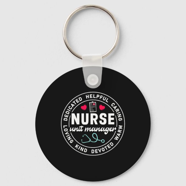 Nurse Unit Manager Appreciation Heart Stethoscope  Keychain (Front)